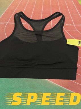 all in motion Black Mesh-Back Sports Bralette